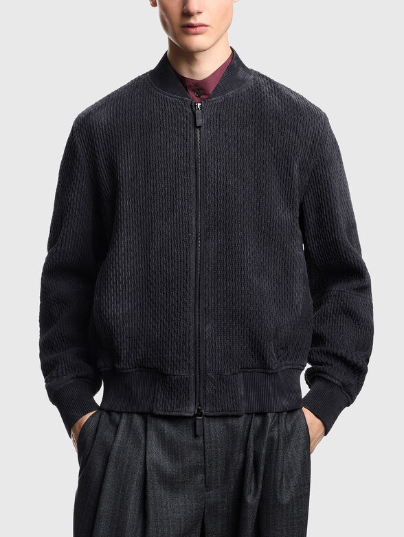 Suede jacket with embossed texture - 1