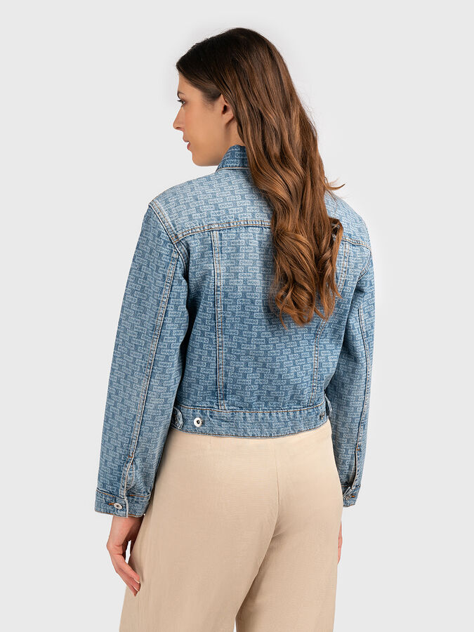 Denim jacket with monogram print brand HUGO BLUE 
