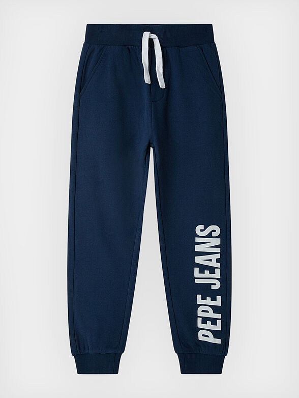 Blue sports pants with logo - 1