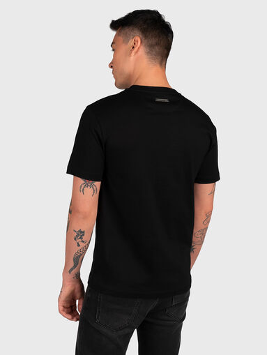 Cotton T-shirt in black color with logo print - 3
