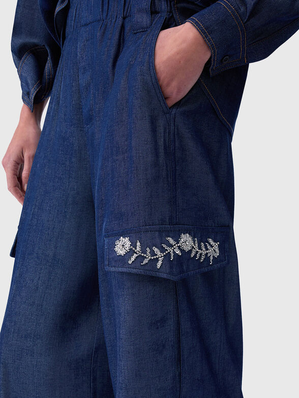 Denim pants with embroidery - 3