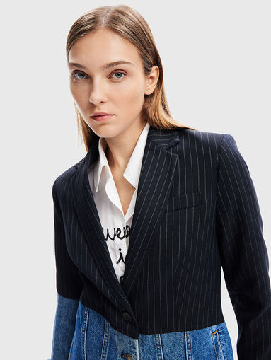Blazer with denim accent - 4