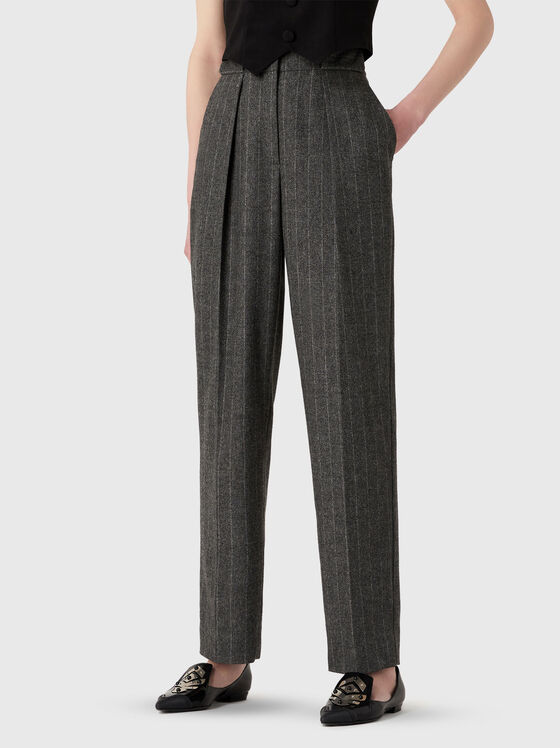 High-waisted wool blend trousers - 1