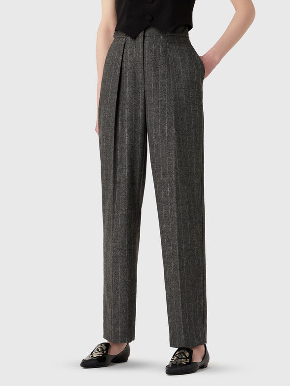 High-waisted wool blend trousers - 1