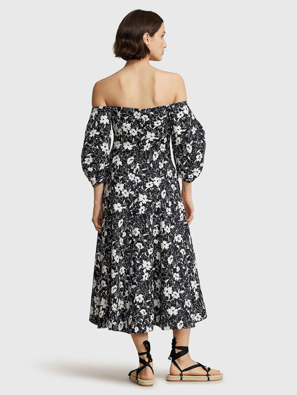 AYLA linen dress with print and long sleeves - 2