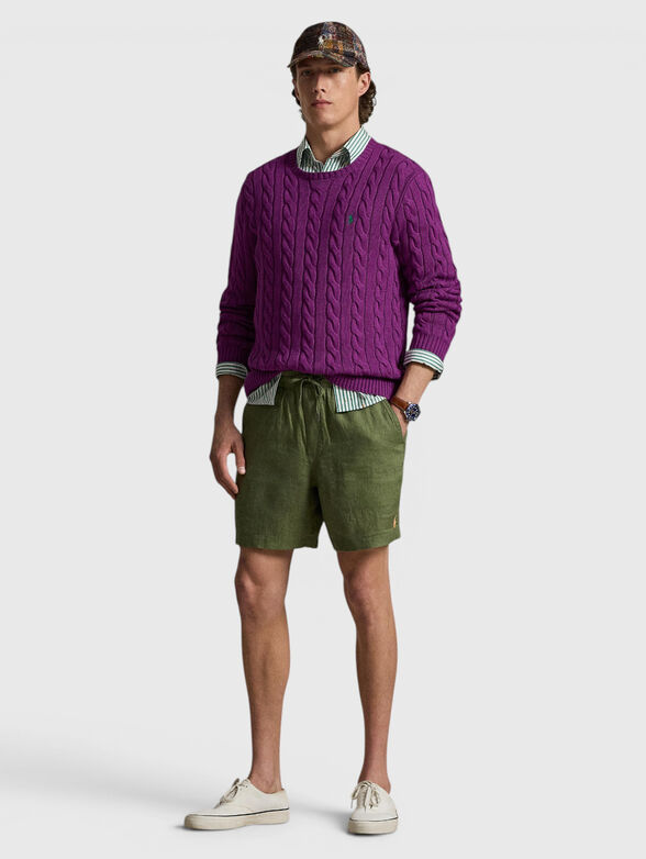 Green linen shorts - 4