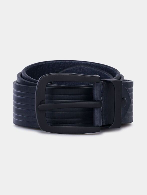 Leather belt in dark blue color - 1