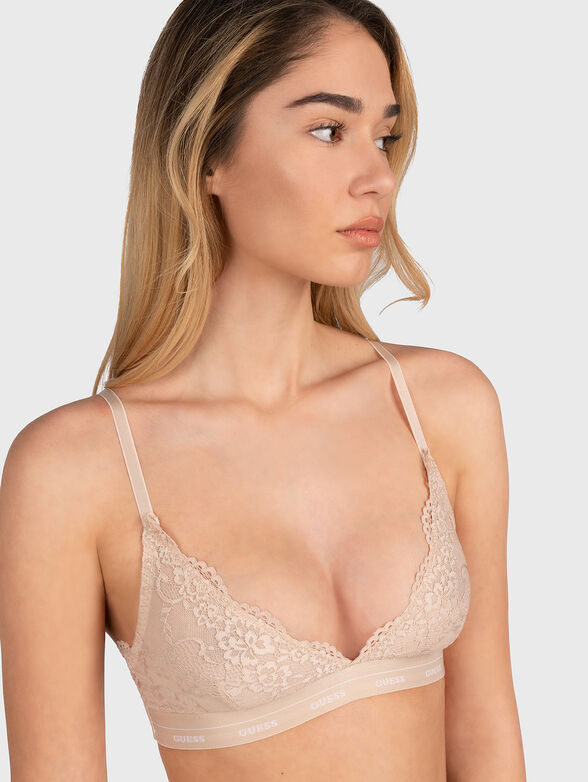 Lace brassiere with logo branding - 1