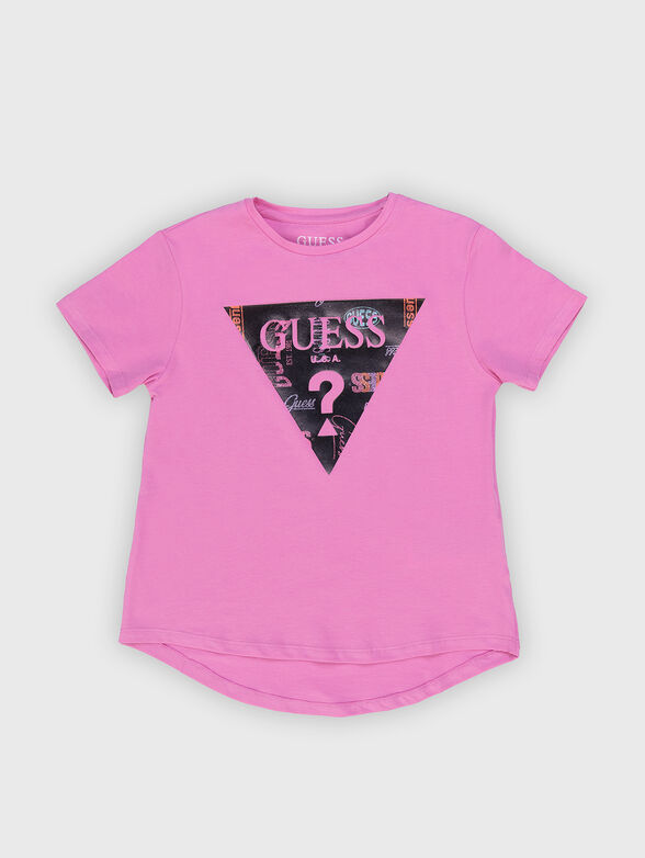 Pink T-shirt with contrasting logo accent - 1