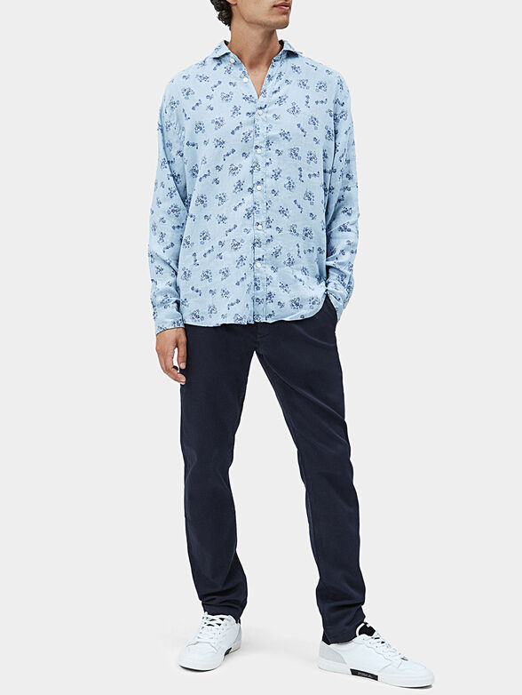 BROADWELL blue shirt with floral print - 2
