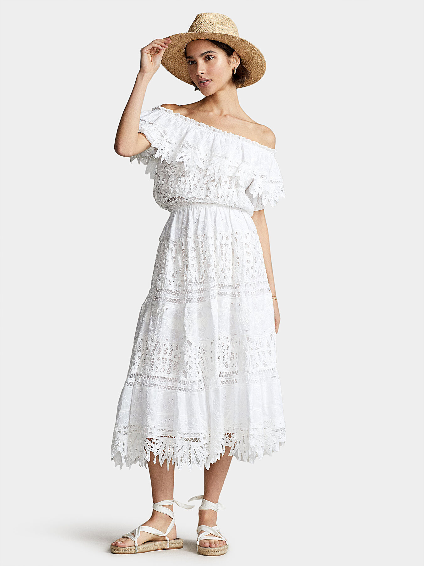 Ralph lauren white lace dress top