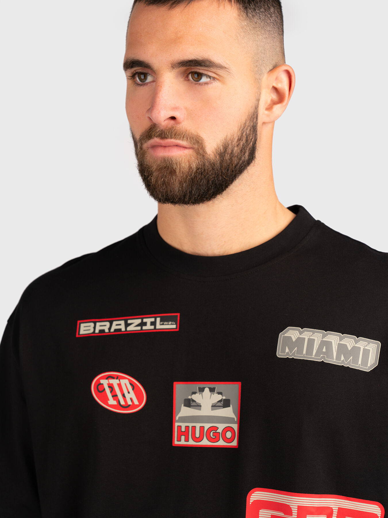 【関税送料込】 Hugo MIAMI ロゴ プリント Tシャツ T-shirt with graffiti print brand HUGO BLUE