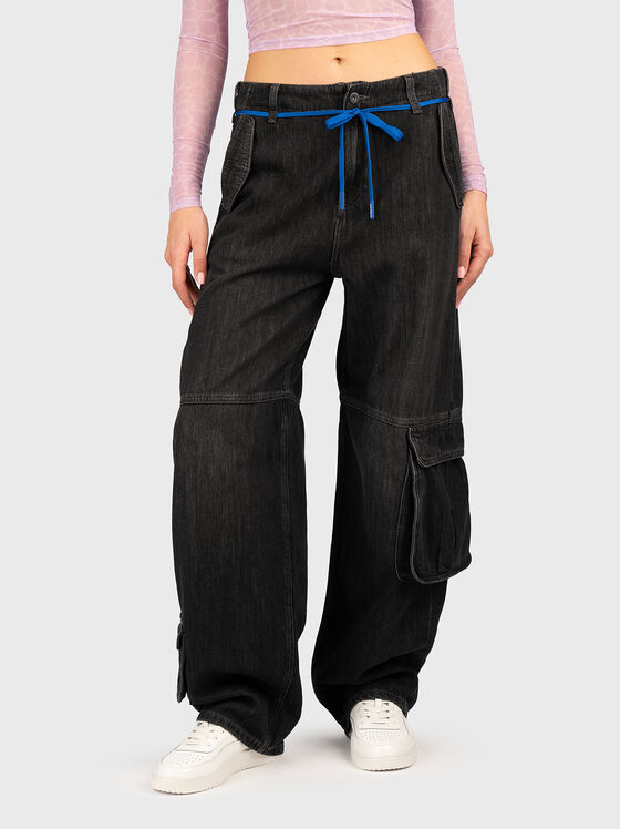 Карго дънки с връзка на талията - 1