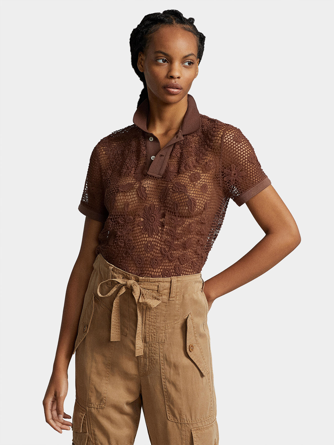 Sheer sales polo shirt