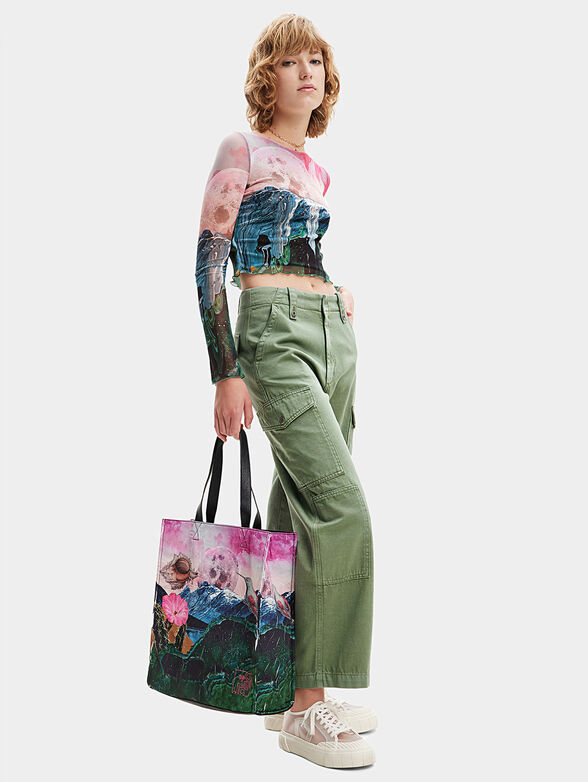 SKYLER cropped blouse with art print - 2
