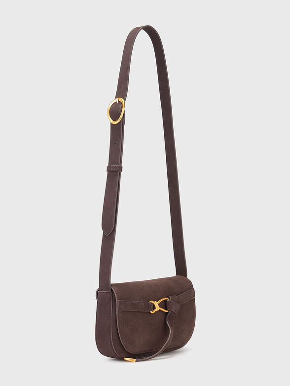 Suede crossbody bag with gold details - 3