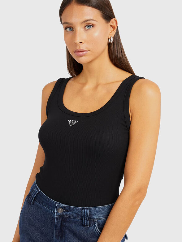 Black ripped cotton blend top - 4