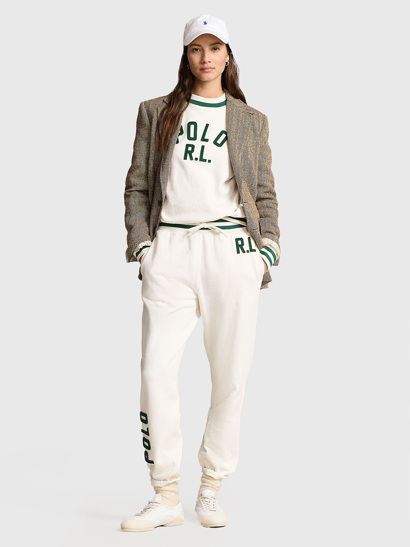 フィットネスボトムス POLO RALPH LAUREN Women Training Pants 211941212001 White Sports pants with contrasting elements brand POLO RALPH