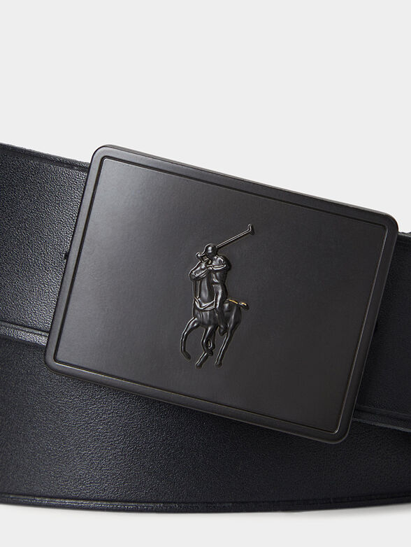 Leather belt with accent buckle - 2