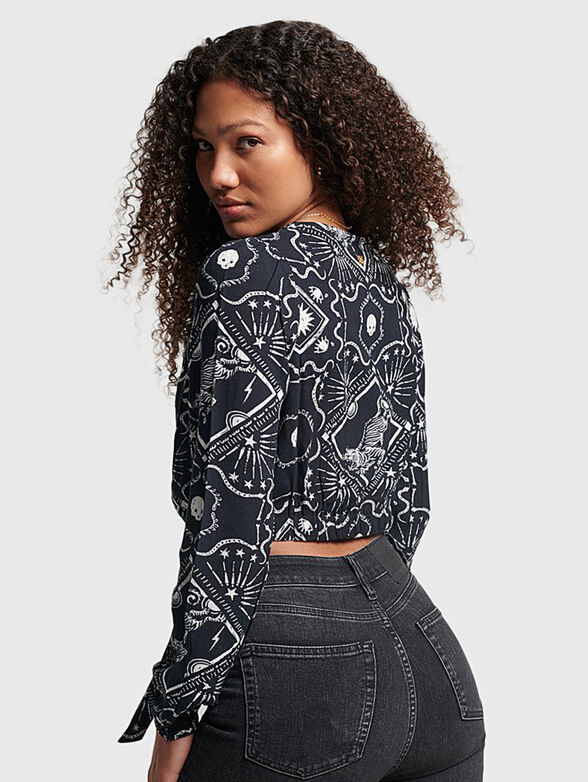 VINTAGE crop blouse with print - 3