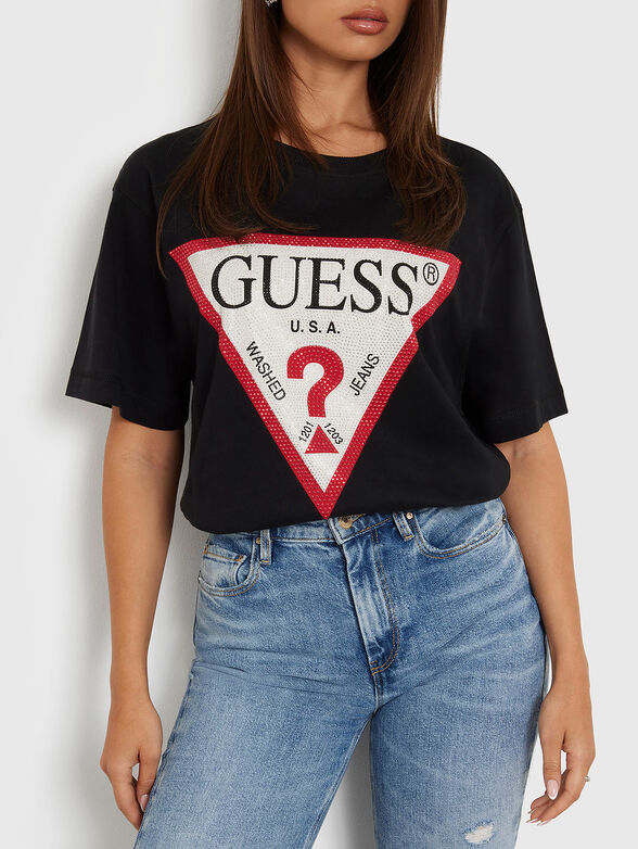 Black T-shirt with triangular logo  - 4