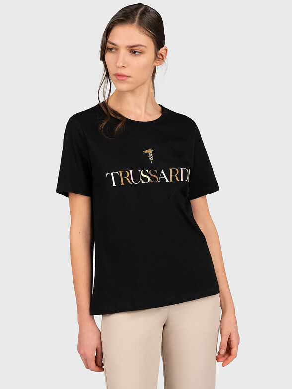 Black T-shirt with multicolor logo print - 1