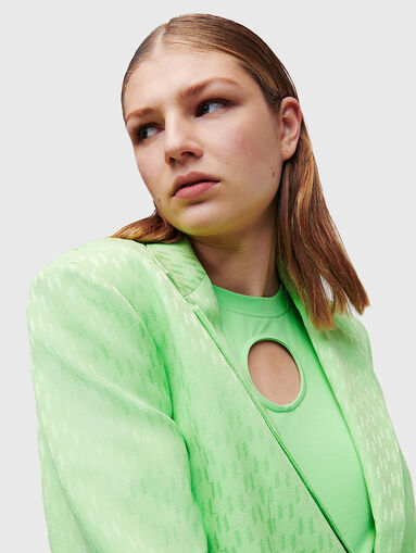 HUN'S PICK green blazer with monogram print - 4