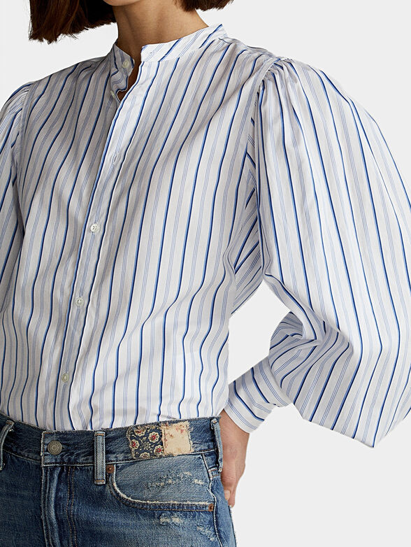 Cotton striped shirt with buffan sleeves - 3