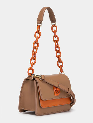 Beige shoulder bag with orange details - 4