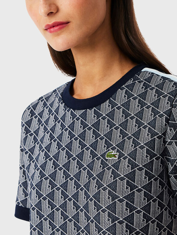 T-shirt with monogram print and oval neckline - 4