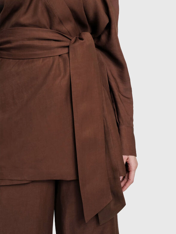 GRETA blouse with waist belt in linen blend - 6