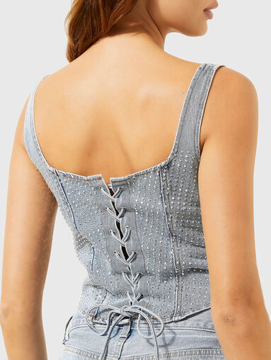 DENIM LUX top with applied rhinestones - 3