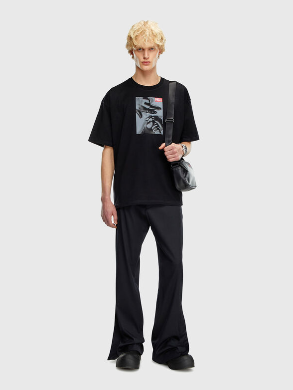 T-BOXT-K4 black cotton T-shirt with print - 2