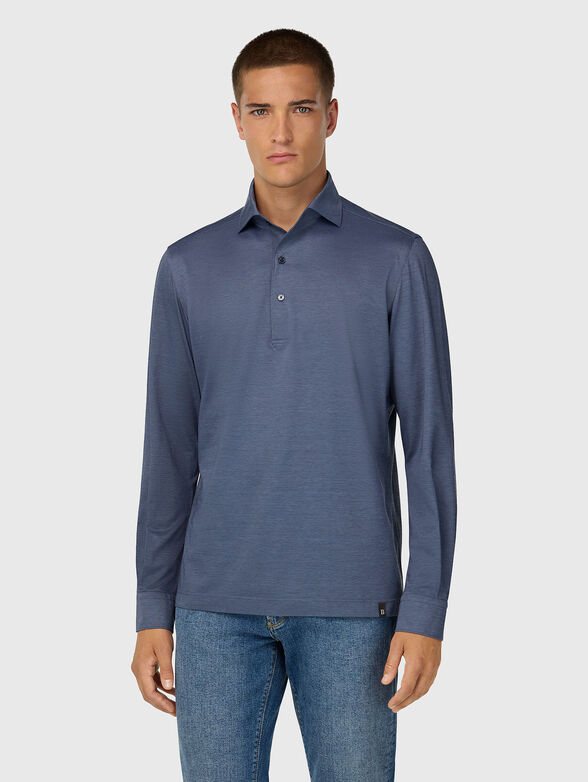 Blue cotton blend polo shirt - 1