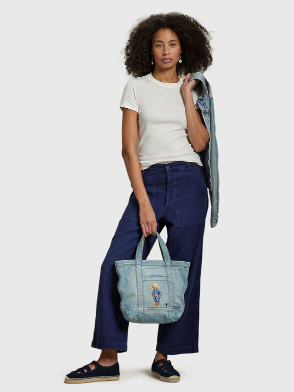 Denim tote bag with Polo Bear embroidery - 2