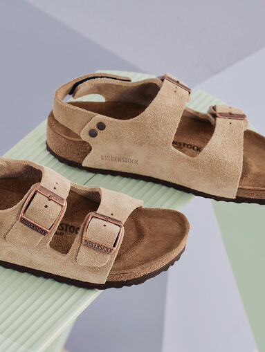 MILANO suede sandals in beige - 4