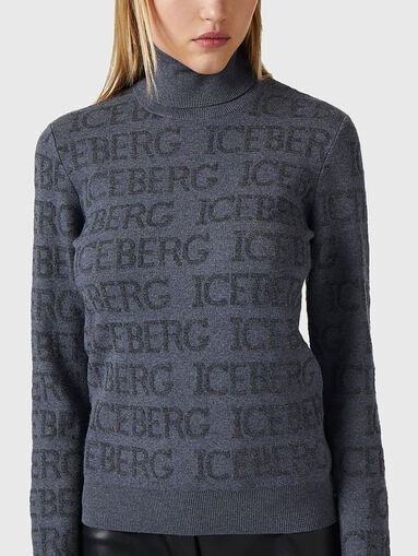 Wool blend sweater with monogram logo - 4