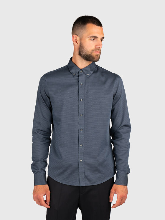 Памучна риза DOBBY с принт - 1