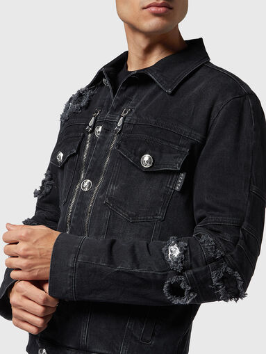 Denim jacket with snake accents  - 4