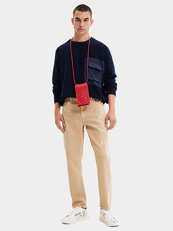 Blue sweater with accent pocket - 2