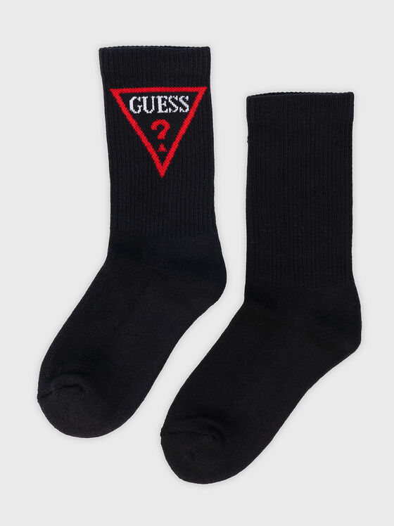 Black socks with triangular logo  - 1