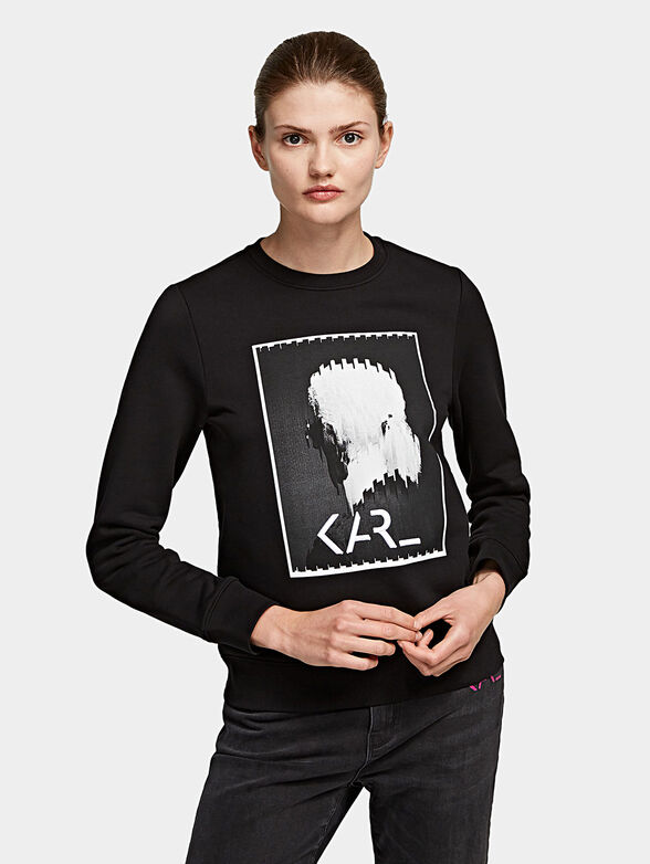 Cotton sweatshirt with artistic print - 1