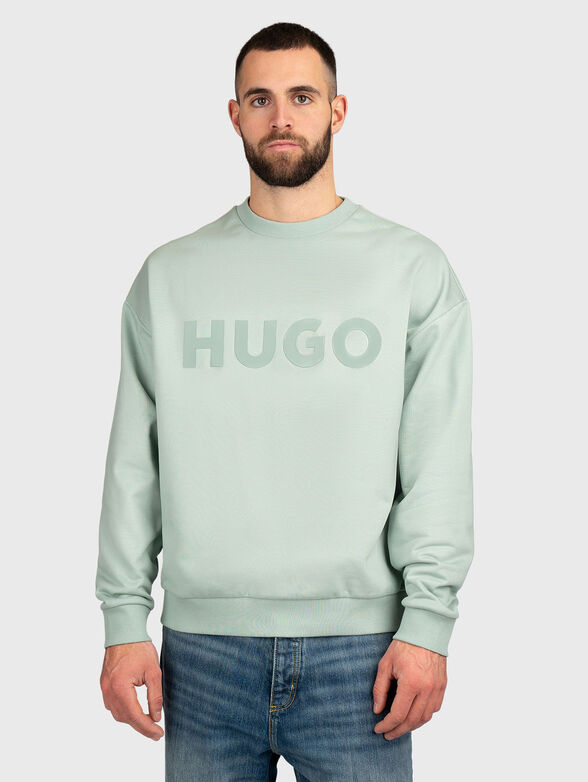 Cotton sweatshirt with oval neckline and accent logo - 2