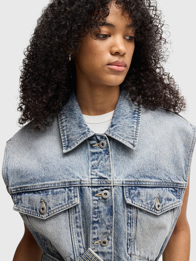 Denim vest with waist belt - 4