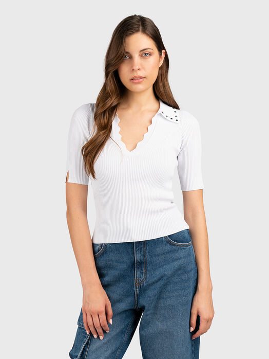 Knit viscose blend polo shirt