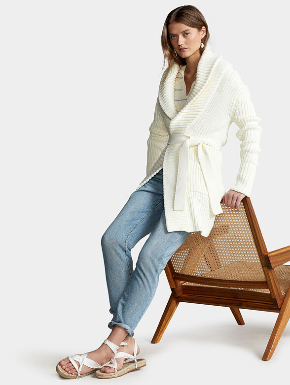 Long cotton vest with belt - 2