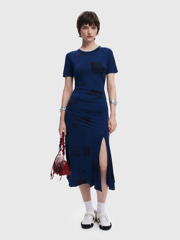 Navy blue asymmetrical dress - 1