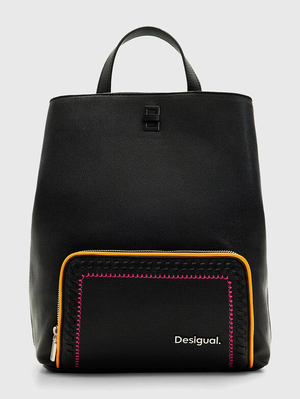 Eco leather backpack with contrasting embroidery - 1