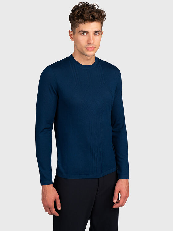 Пуловер в син цвят - 1