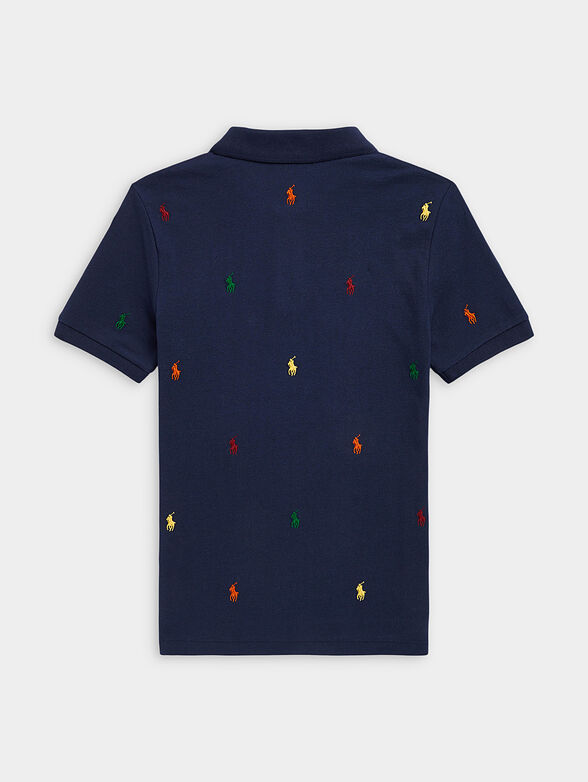 Blue Polo shirt with coloured logo embroidery - 2
